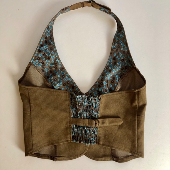 Brown Tailored Pinstripes Button Front Vest - Picture 10 of 13